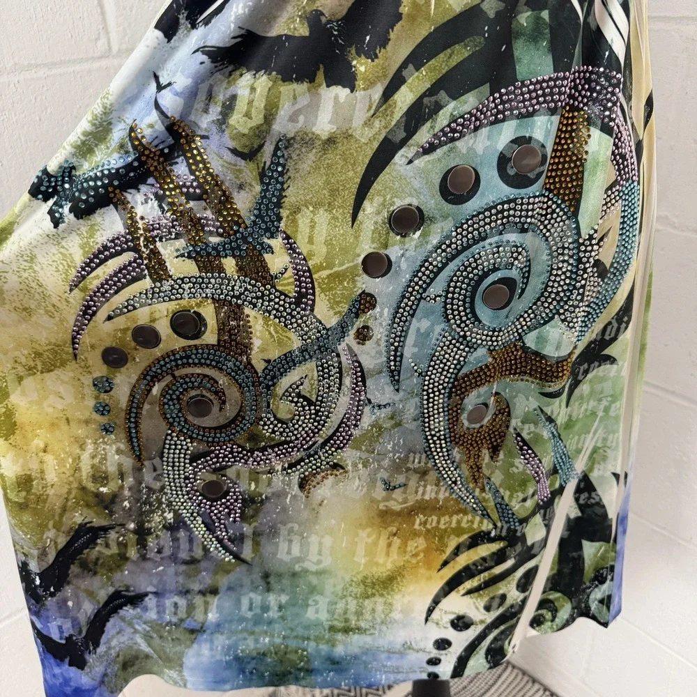 S-Twelve Babydoll Dress Y2K 90s Rhinestone Tattoo Fairy Grunge Whimsigoth Edgy L - Picture 4 of 14